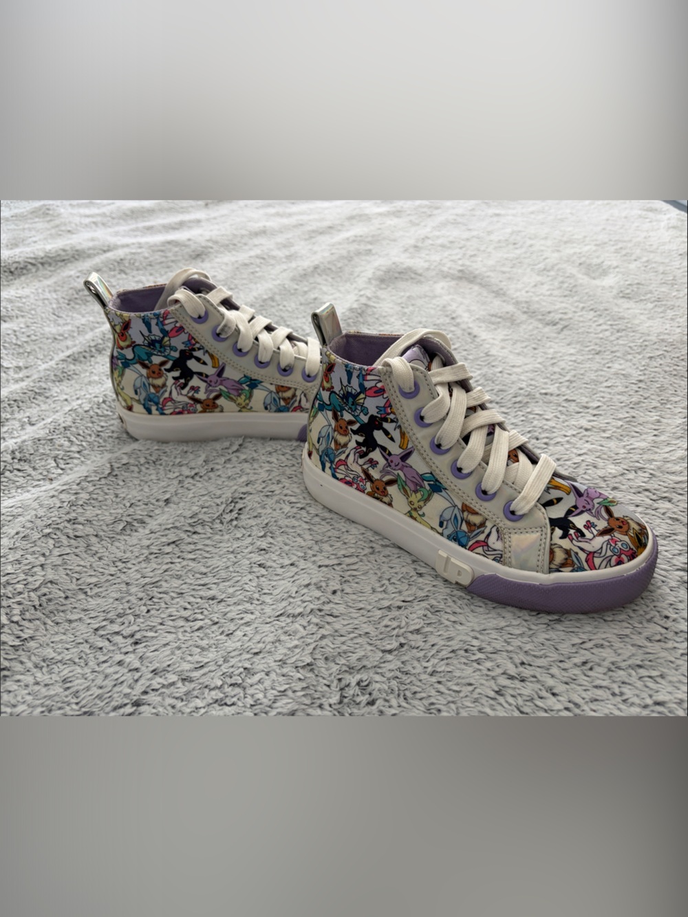 Pokemon Eevee Kids Ground Up Lavender and White High-Top Canvas Sneakers